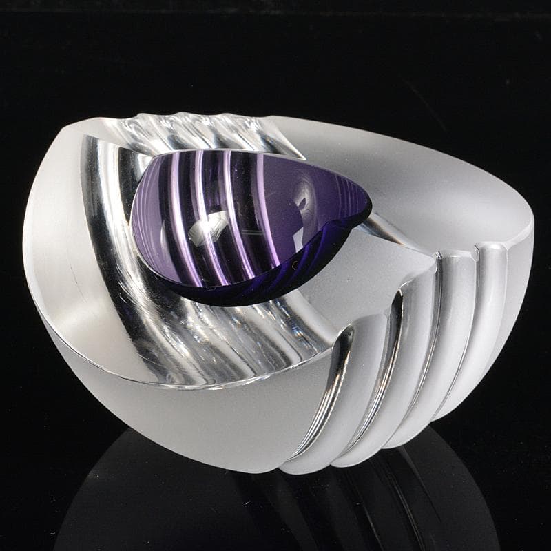 ガラス工芸　日本工芸会員　大槻洋介作　置物　V　R6828