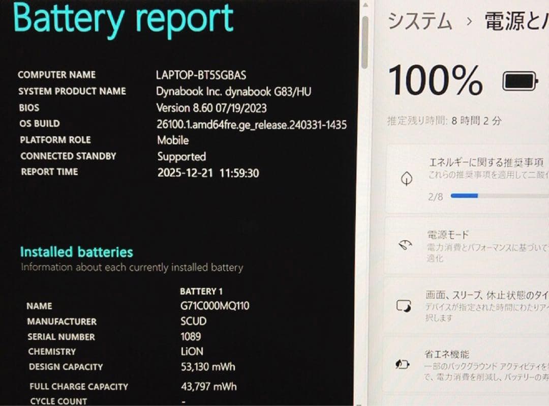 バッテリー良好！美品【第11世代i5/16GB】G83/HU 高性能&軽量薄型