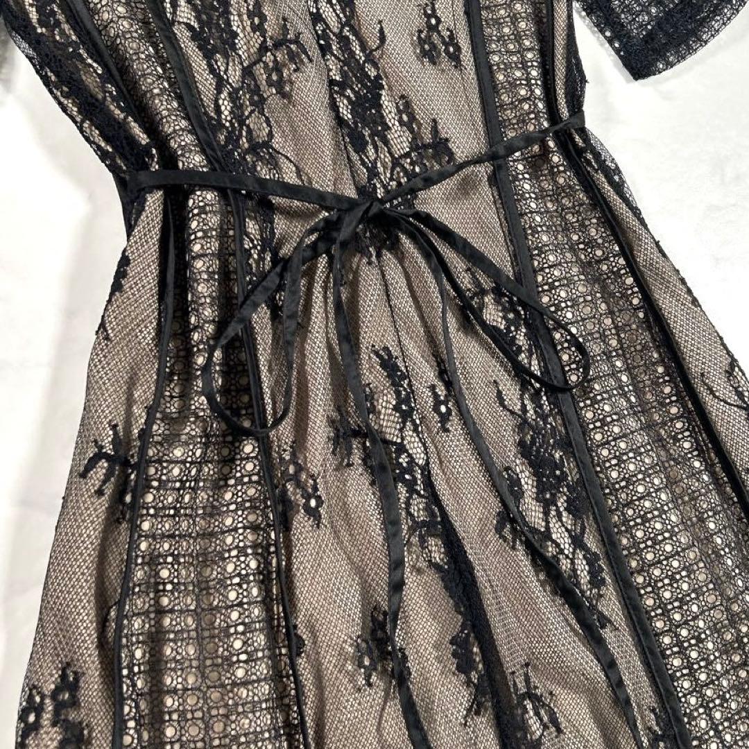 LAGUNAMOON　パネルレースワンピース　ドレス　お呼ばれ　ブラック　S