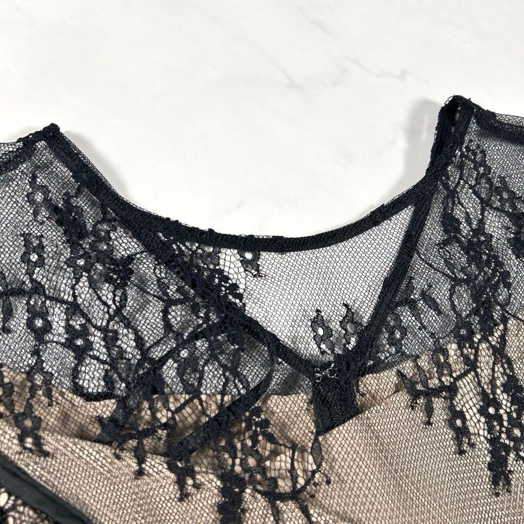 LAGUNAMOON　パネルレースワンピース　ドレス　お呼ばれ　ブラック　S