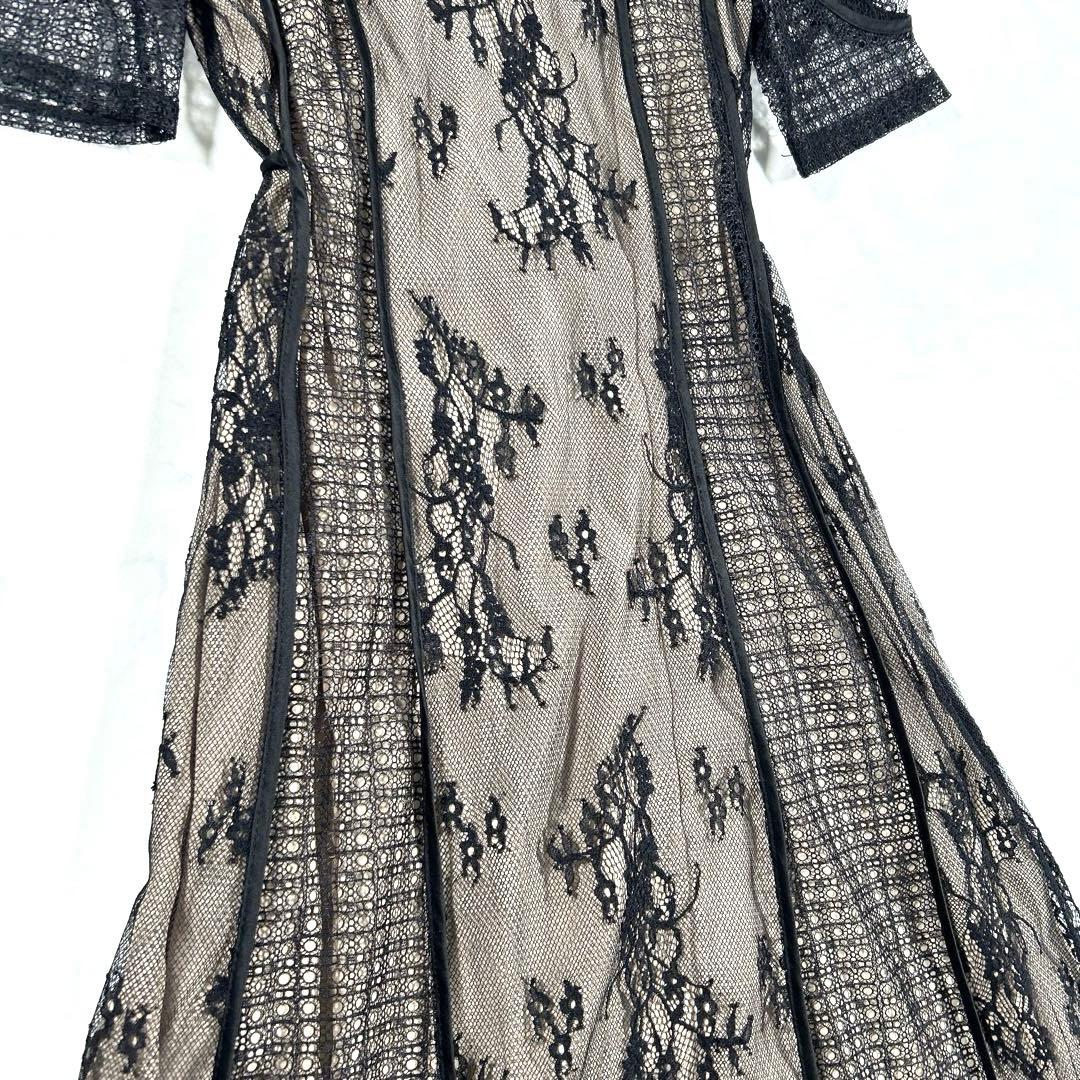 LAGUNAMOON　パネルレースワンピース　ドレス　お呼ばれ　ブラック　S