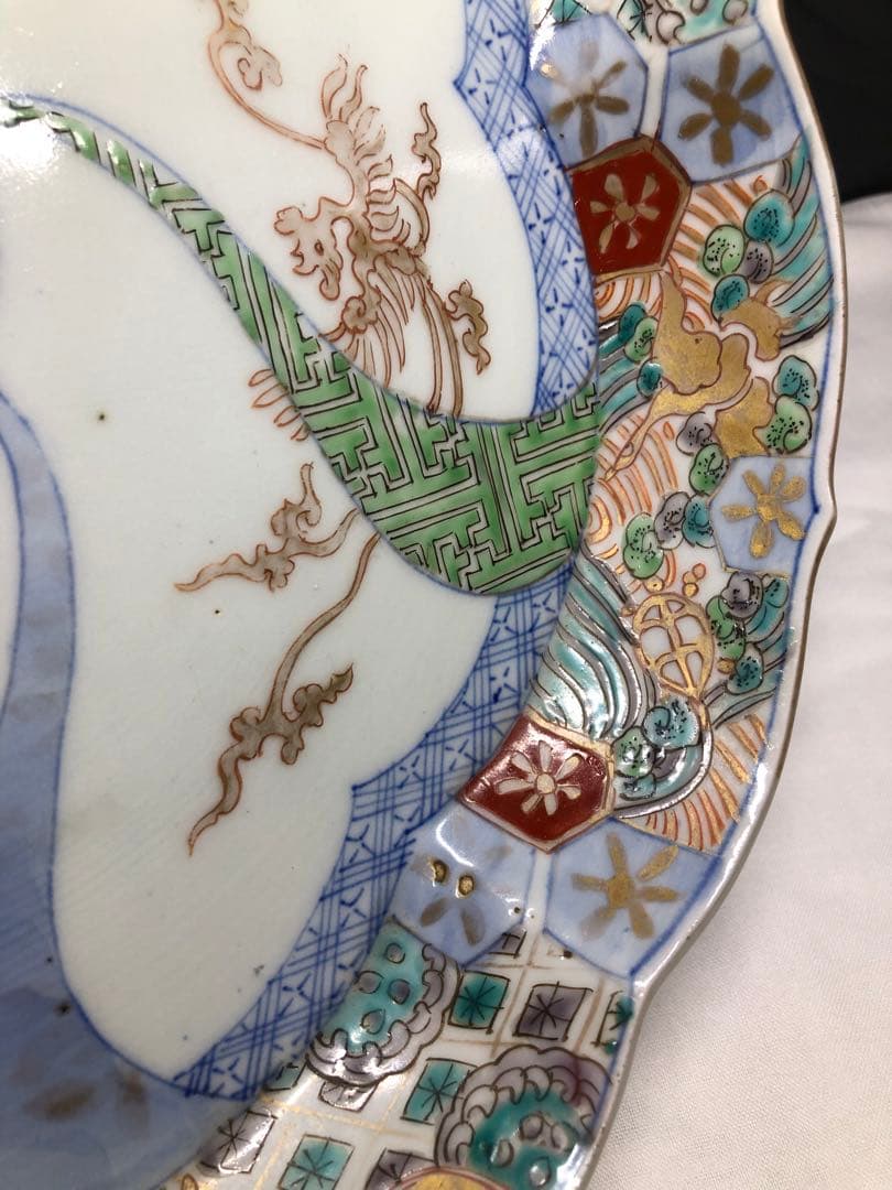 赤絵大皿。古美術。骨董品。戸末---明治時代。南京赤絵？清代。美品。舊家蔵出し