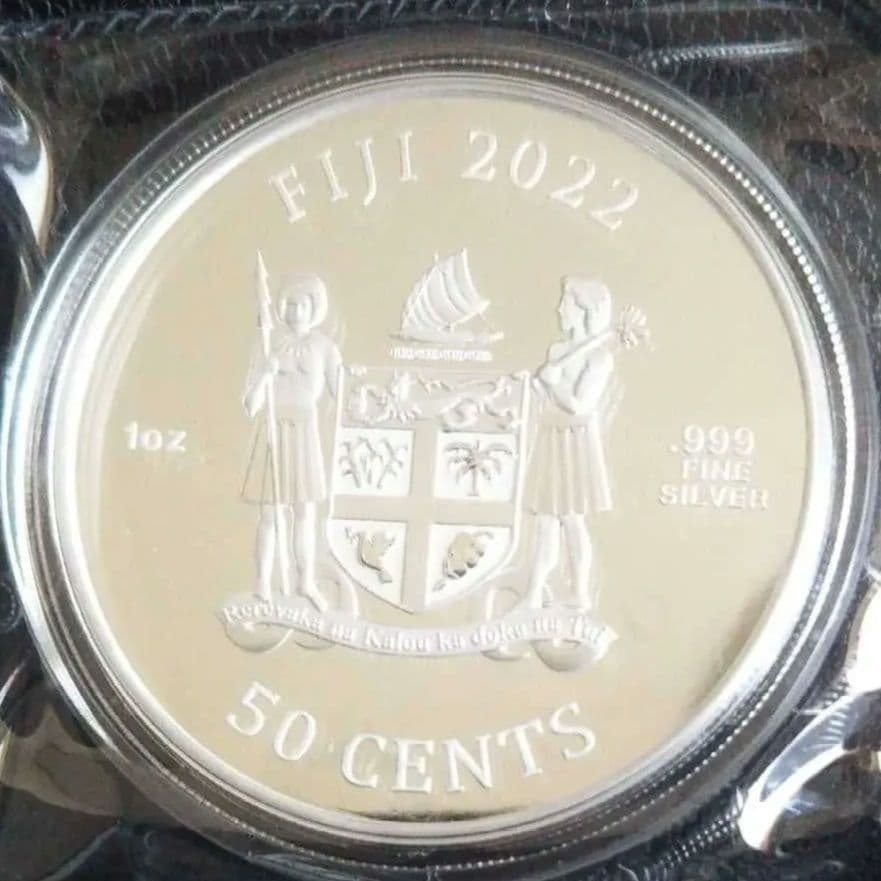 2022年 フィジー 猫シリーズ カラー版 庭で遊ぶ猫 1オンス銀貨 純銀