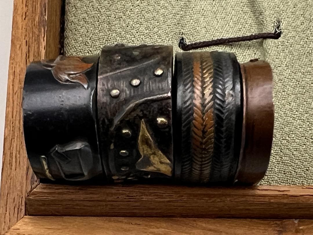 【海】江戸明治期　日本刀装具　金象嵌　縁頭　４点(１点在銘)　骨董品　美術品