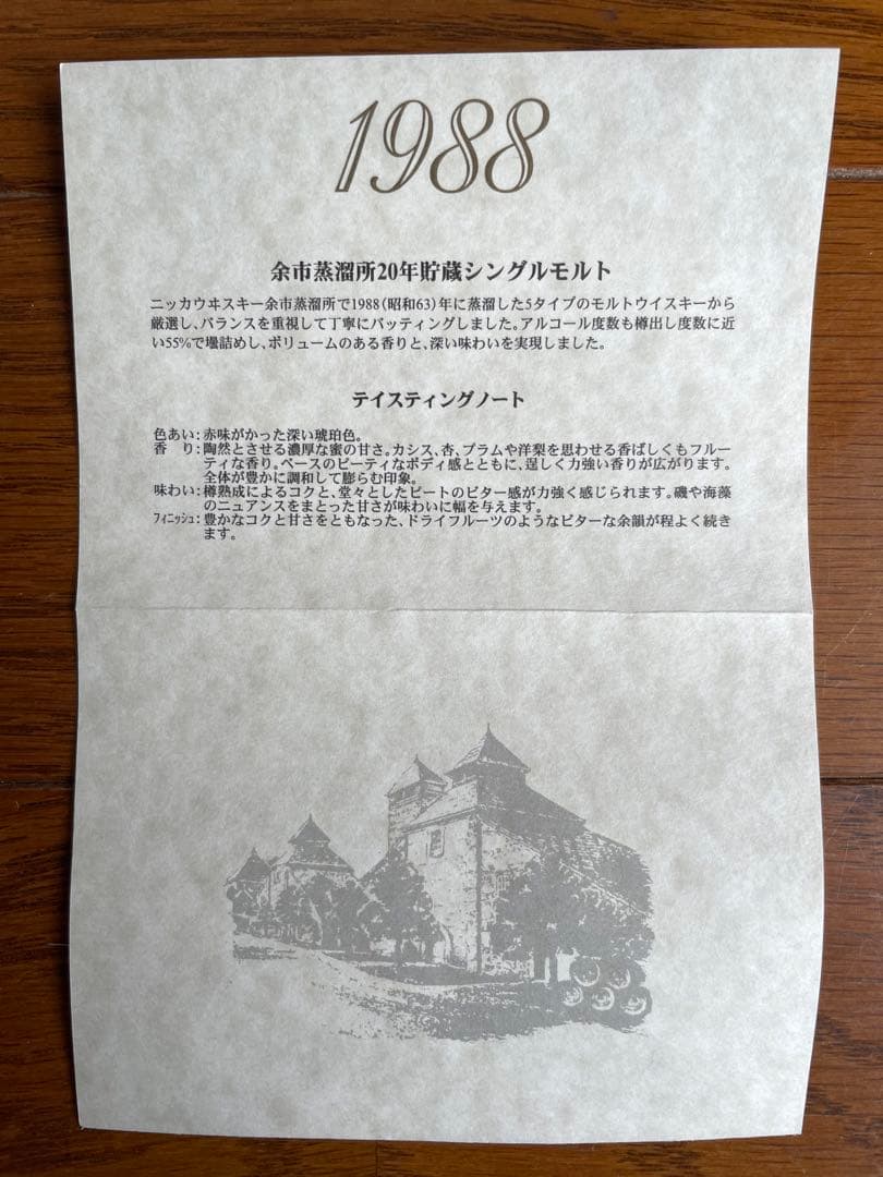ニッカ シングルモルト 余市1988 余市蒸溜所20年シングルモルト