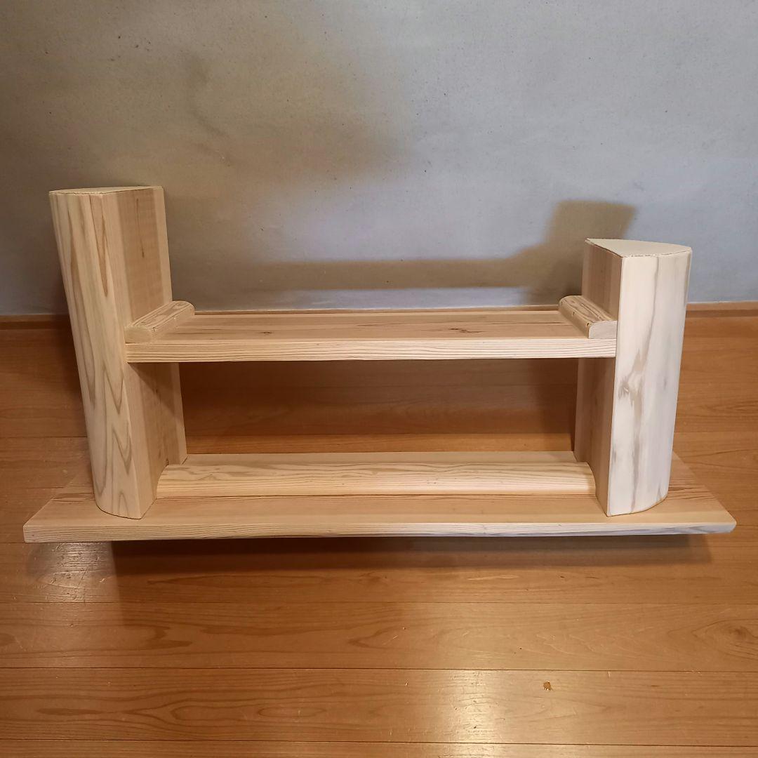 国産杉　無垢一枚板&丸太半割りログ脚　特注品脚高さ違い