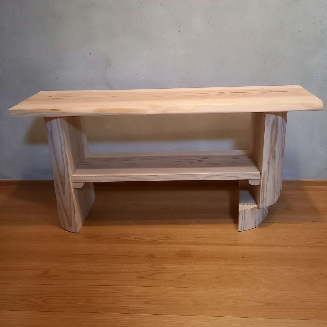 国産杉　無垢一枚板&丸太半割りログ脚　特注品脚高さ違い