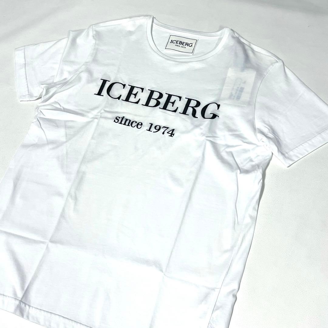 ICEBERG アイスバーグ ロゴ 5D 半袖Tシャツ 白 L イタリア製