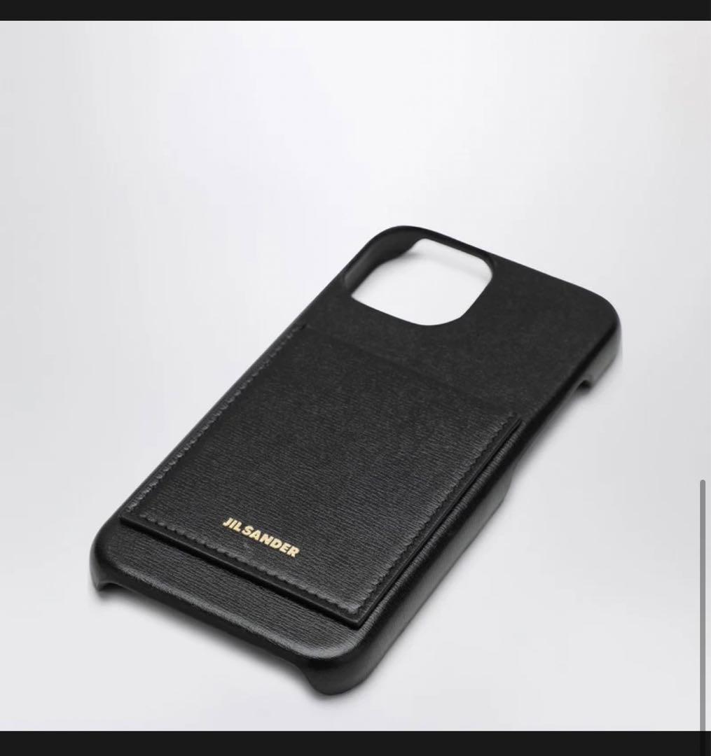 JIL SANDER iPhone15ケース 黒 レザー カードポケット付き