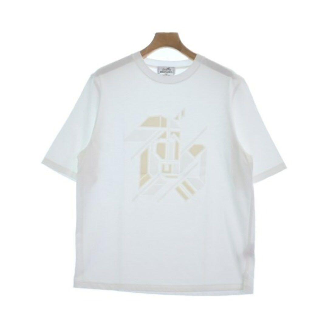 【メンズ】エルメス ホワイト シュヴォーアシンメトリー3D Tシャツ