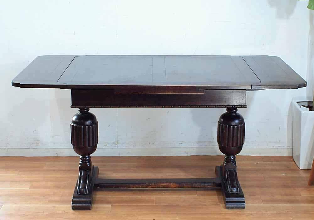 英国アンティーク オーク材 ドローリーフテーブル BROUGH BROS LTD