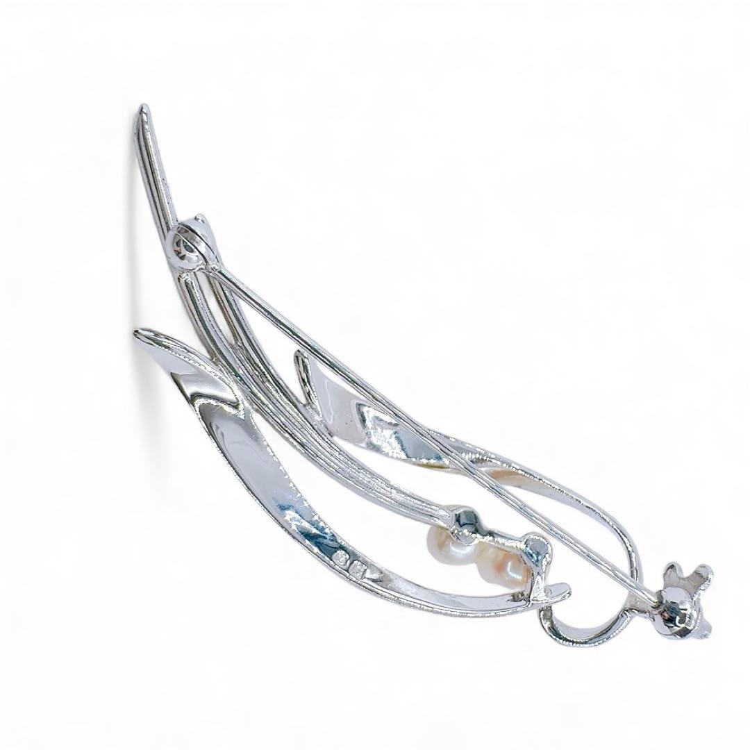 極美品✨ミキモト ブローチ ピンバッチ アコヤパール 真珠 シルバー フォーマル