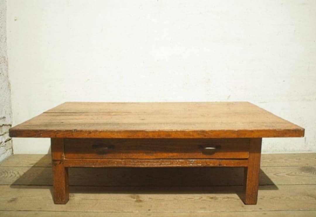 1084 ヴィンテージ　杉の文机　ローテーブル　座卓　引き出し　古家具　レトロ