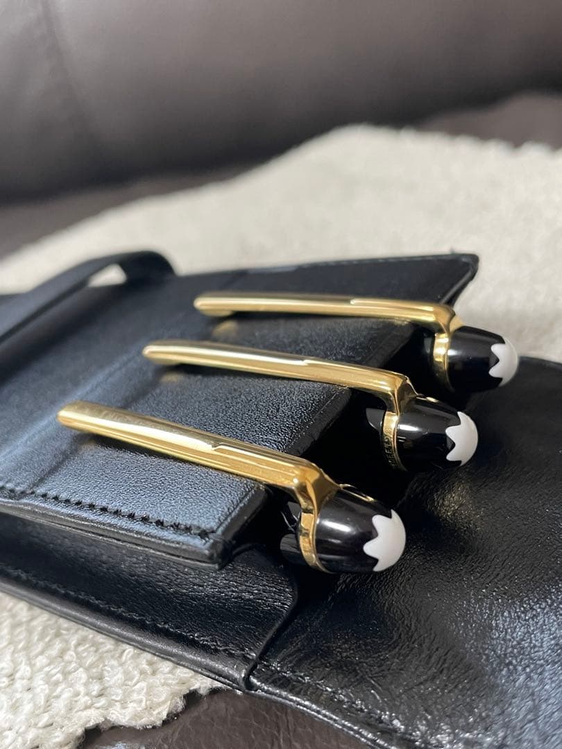 ◾️MONT BLANC モンブラン ◾️黒レザーペンケース ◾️シエナ 3本差し◾️