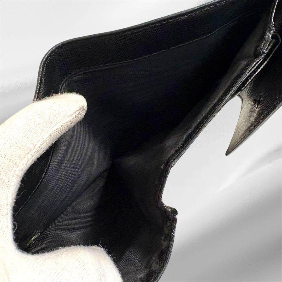 極美品✨ PRADA プラダ 三つ折り財布 サフィアーノ ブラック 黒