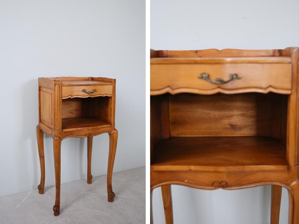 フランスアンティーク猫脚ベッドサイドキャビネット/ナイトテーブル机(86-5-2