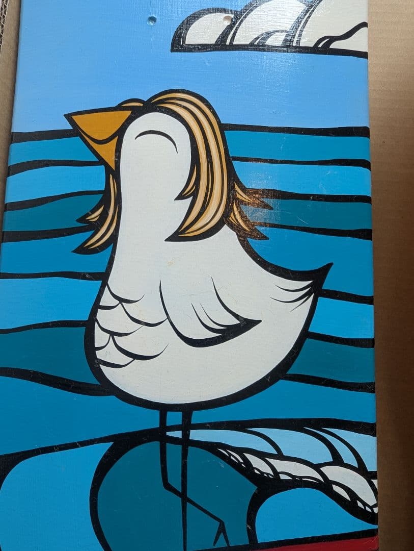 【&T】ヘザーブラウン　原画　スケートボード　波乗りバードと波と花セット