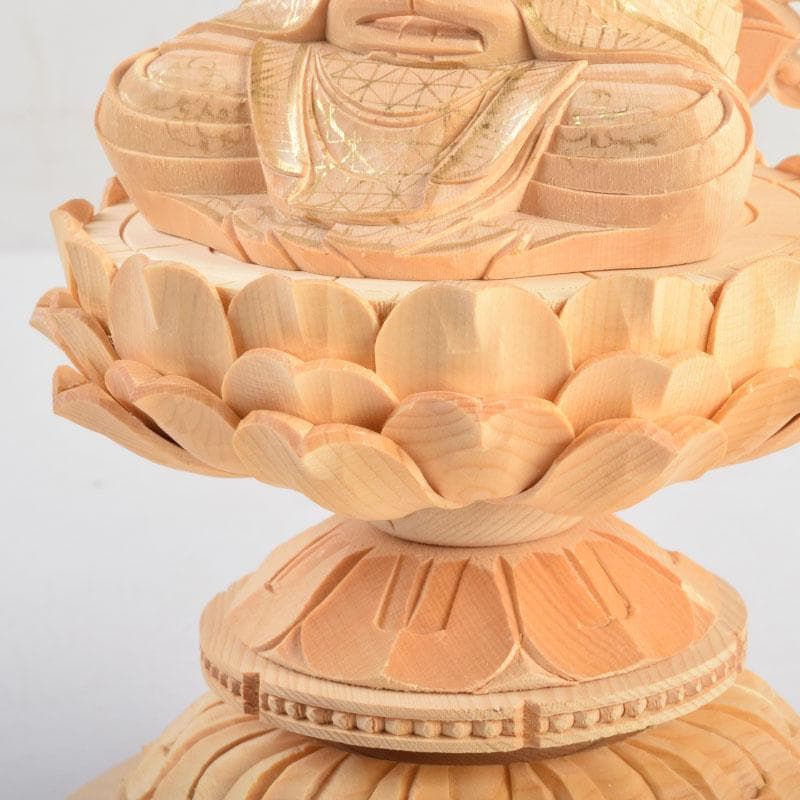 仏教美術　桧彫刻　釈迦如来座像　仏像　蓮華台　C　8855