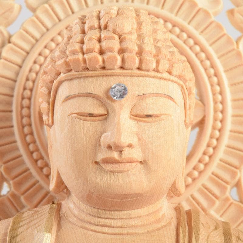 仏教美術　桧彫刻　釈迦如来座像　仏像　蓮華台　C　8855