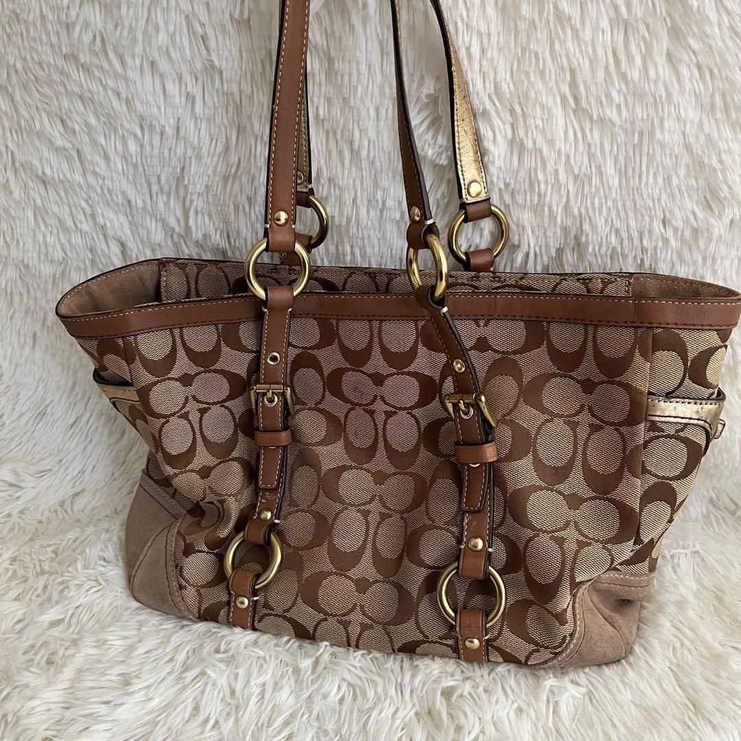 COACH コーチ ハンドバッグ シグネチャー ブラウン