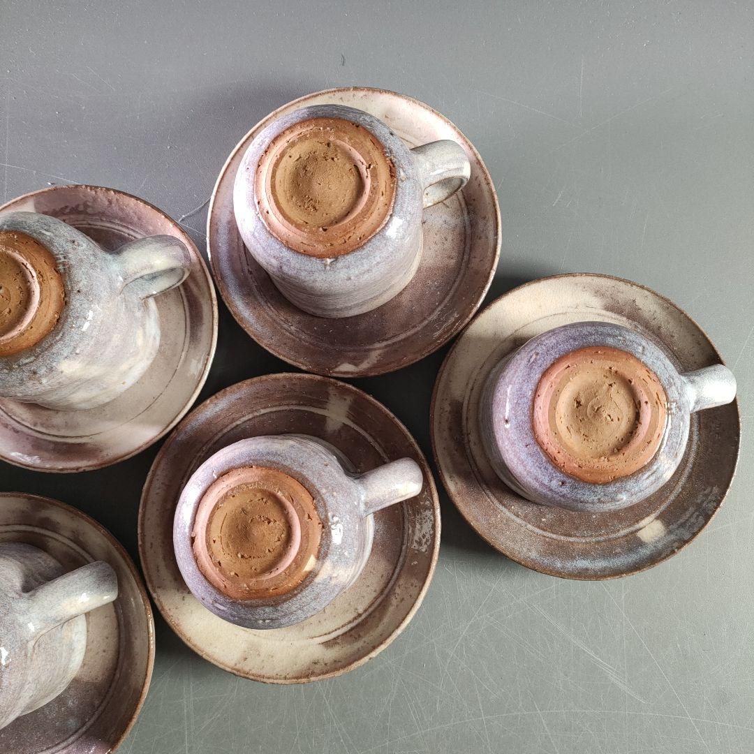 A893-2/萩焼/土和窯/珈琲茶碗/カップ＆ソーサー/6客/