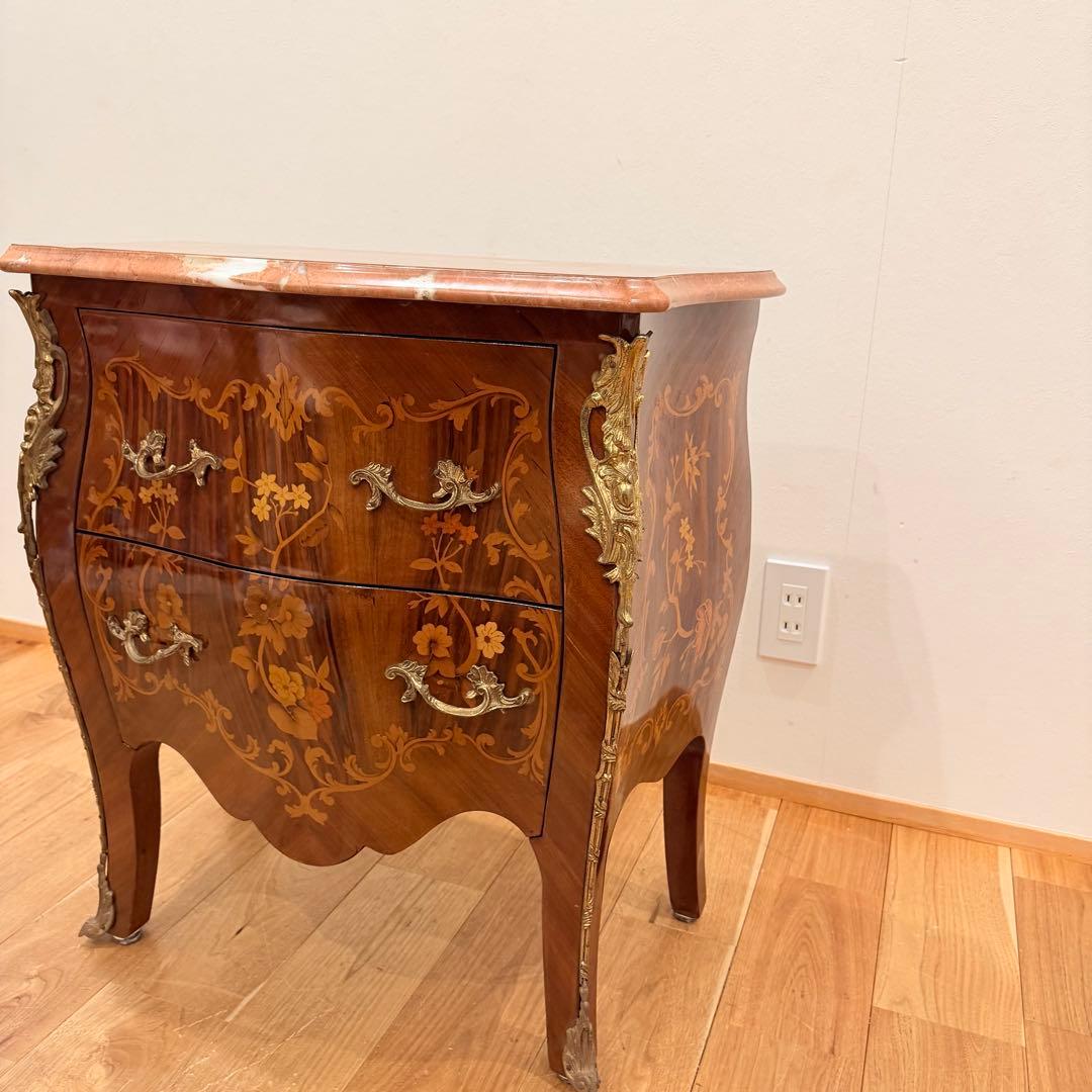 店舗 撮影用 空間が一気に映える 猫脚 アンティーク チェスト 大理石天板 象嵌