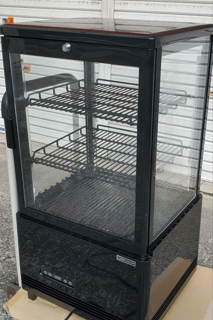 レマコム 4面ガラス 冷蔵ショーケース 卓上型 63L ブラック 冷蔵庫 タテ型