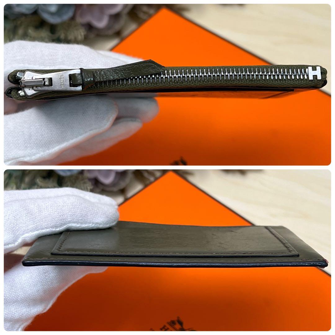 エルメス クラリス PM レザー グリーン ケース スリム コンパクト