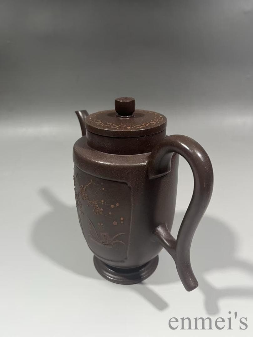 中国古美術 中国宜興 紫砂壺 賞杯壺 大清乾隆年制款 原鉱紫泥 急須 水差し