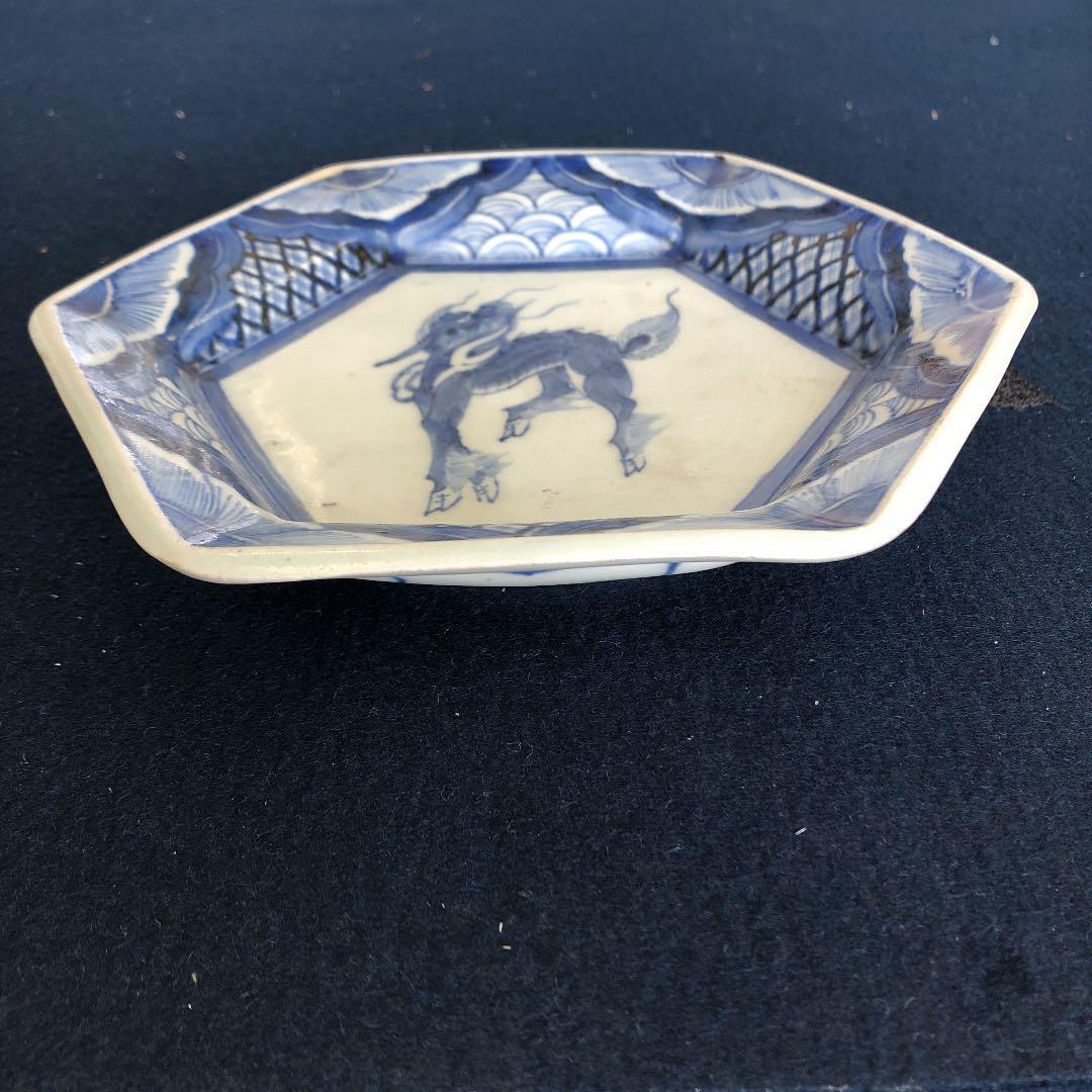 やきもの•陶磁器　麒麟文六角皿　1客