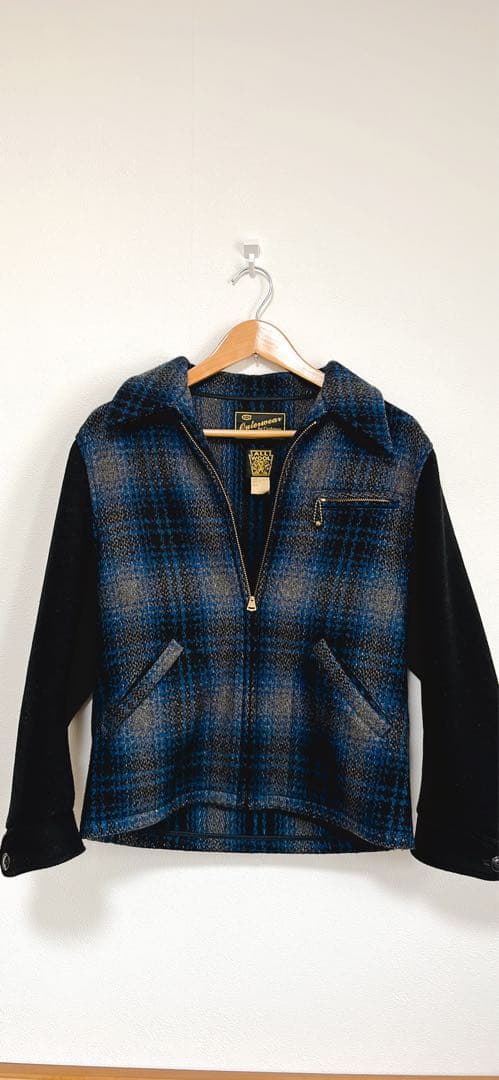 Cushman ウールジャケット 青黒チェック　Sサイズ