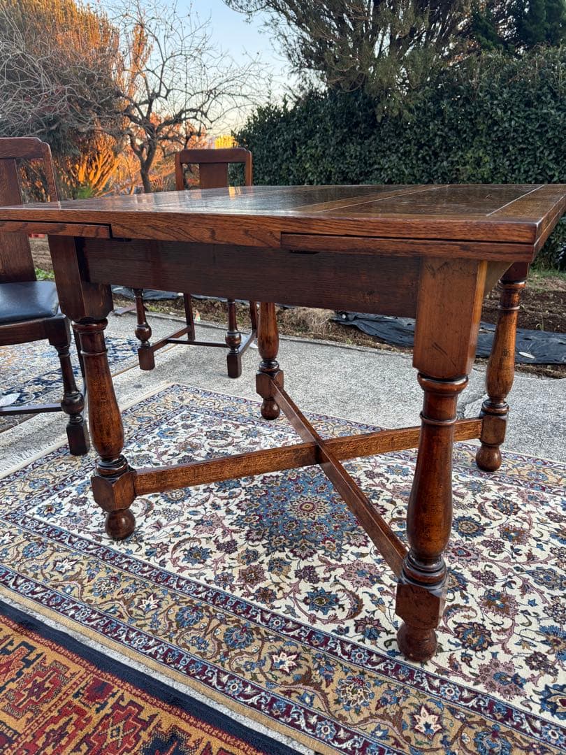 英国ドローリーフ 伸長式テーブル Lloyd's antiques 焼印あり