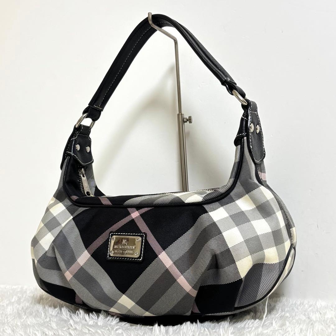 【美品】 バーバリー ブルーレーベル セミショルダーバッグ チェック レザー