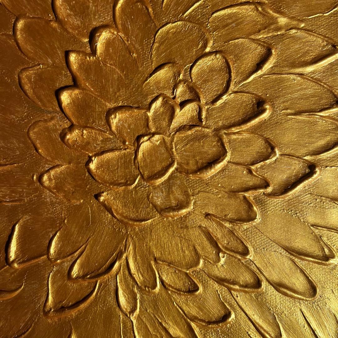 ★秀作★ 手書き油絵 ゴールドペタル 肉筆絵画 インテリア 油彩画