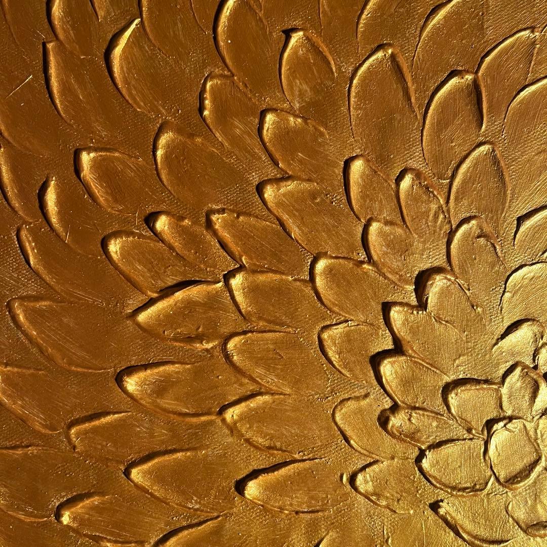 ★秀作★ 手書き油絵 ゴールドペタル 肉筆絵画 インテリア 油彩画