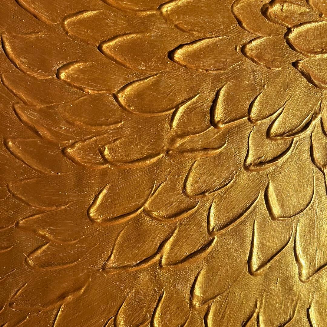 ★秀作★ 手書き油絵 ゴールドペタル 肉筆絵画 インテリア 油彩画