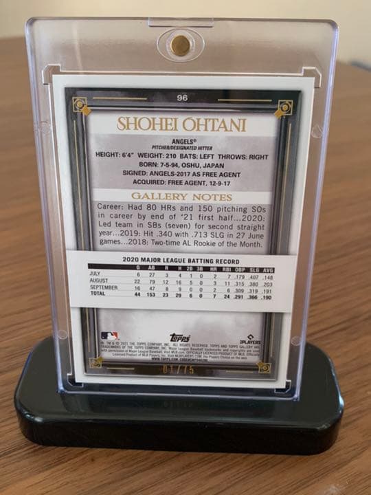 【大谷翔平】希少「No.1」/75枚 限定カード（マグホ付き）　Topps