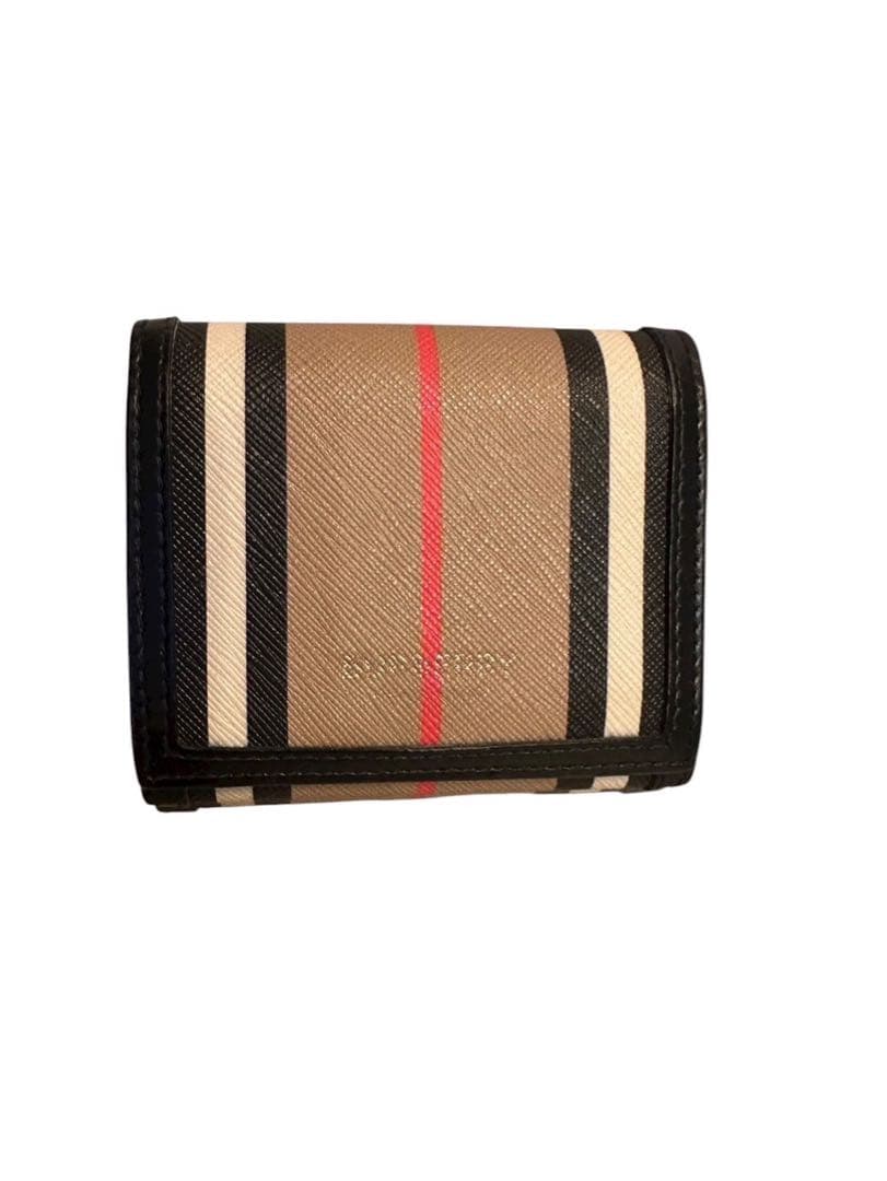 『極美品』Burberry ストライプ 二つ折り財布，最終値下げ