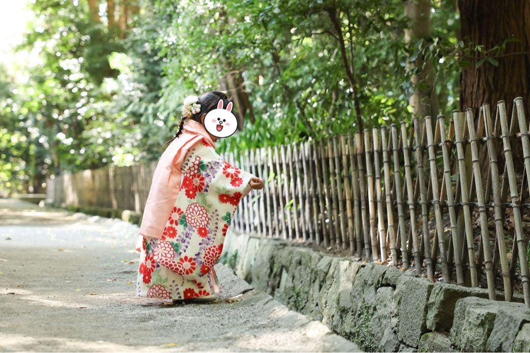 七五三 着物セット 花柄 ピンク　簡単着付け