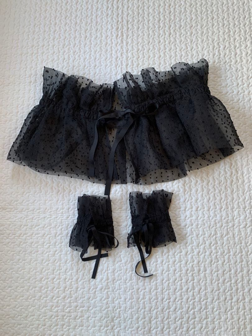 niana ドットチュール切替ワンピース S 黒 2WAY仕様　パーティー結婚式