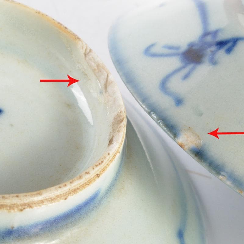 中国　安南染付　小皿　明時代　5客　桐箱付　M R5579