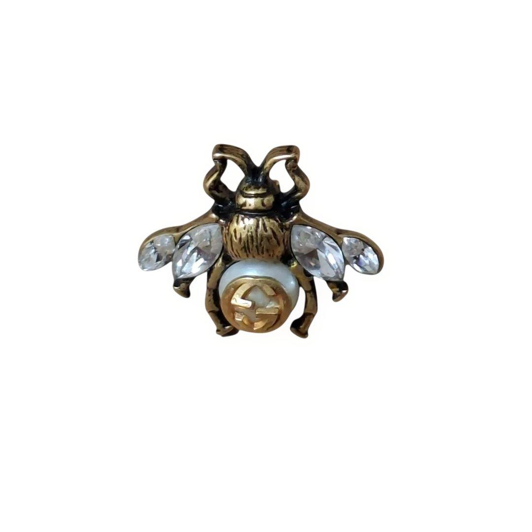 GUCCI ピアス BEE 蜂 インターロッキングG エイジングゴールド