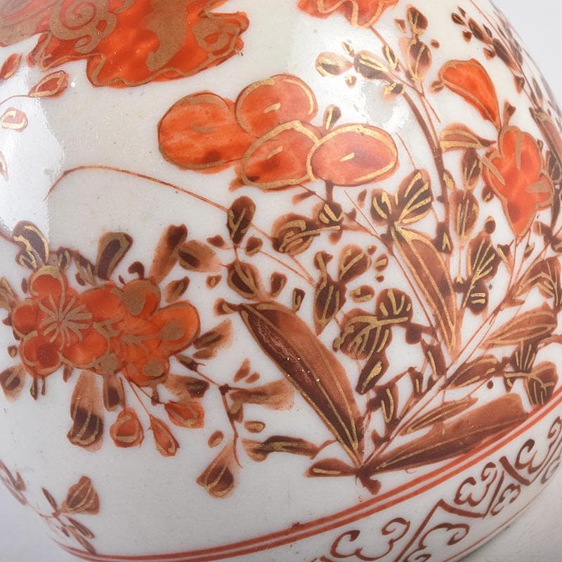 九谷焼　古九谷　赤絵金彩　花鳥文　振出　合わせ箱　M　R8981