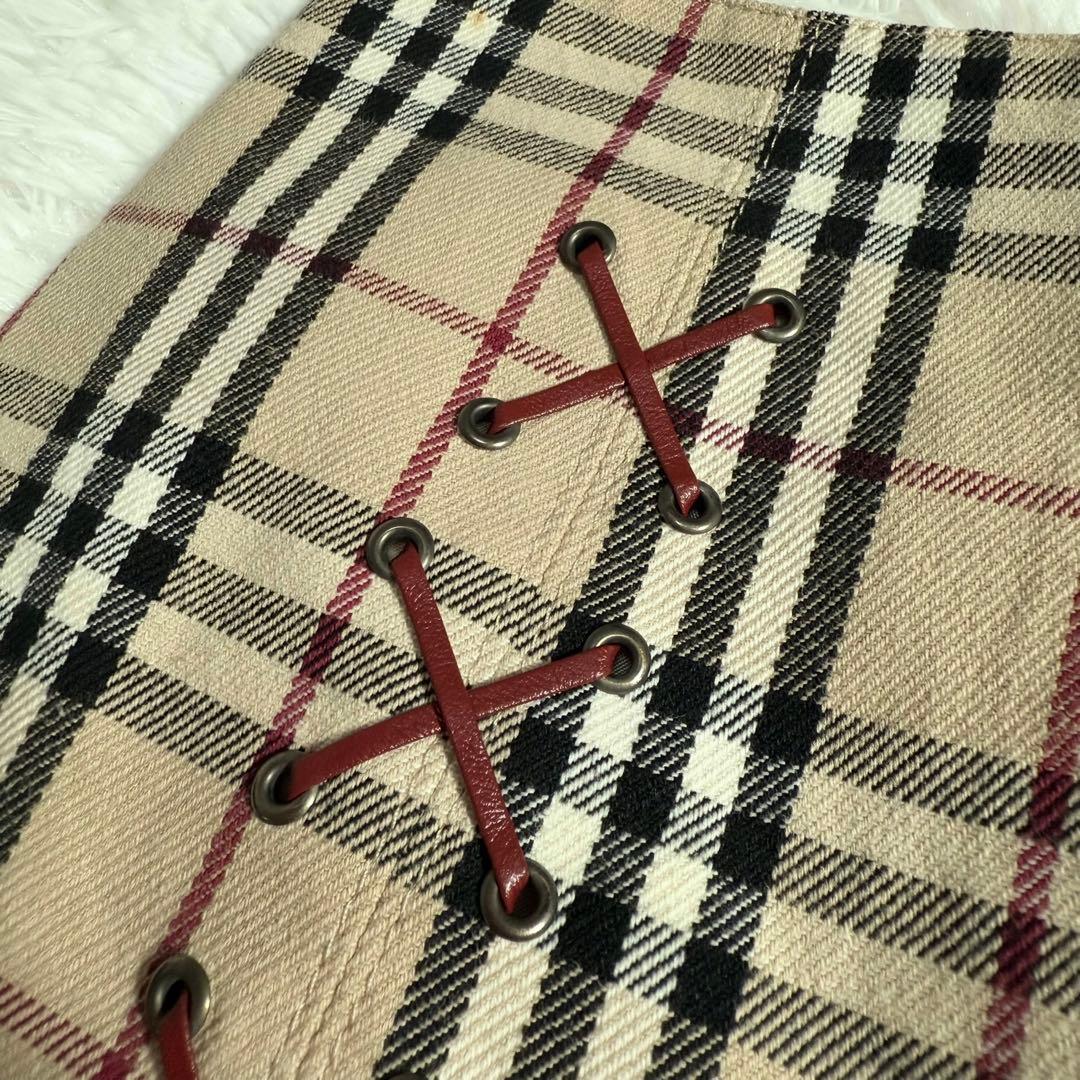 バーバリーブルーレーベル スカート ノバチェック ギャザー プリーツ