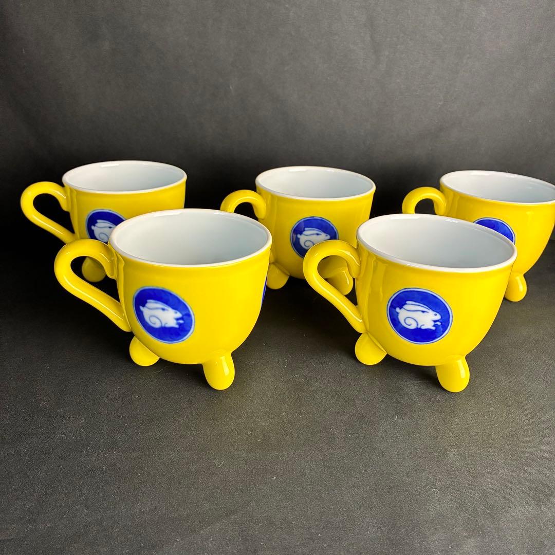 深川製磁 黄地うさぎ マグカップ 5客