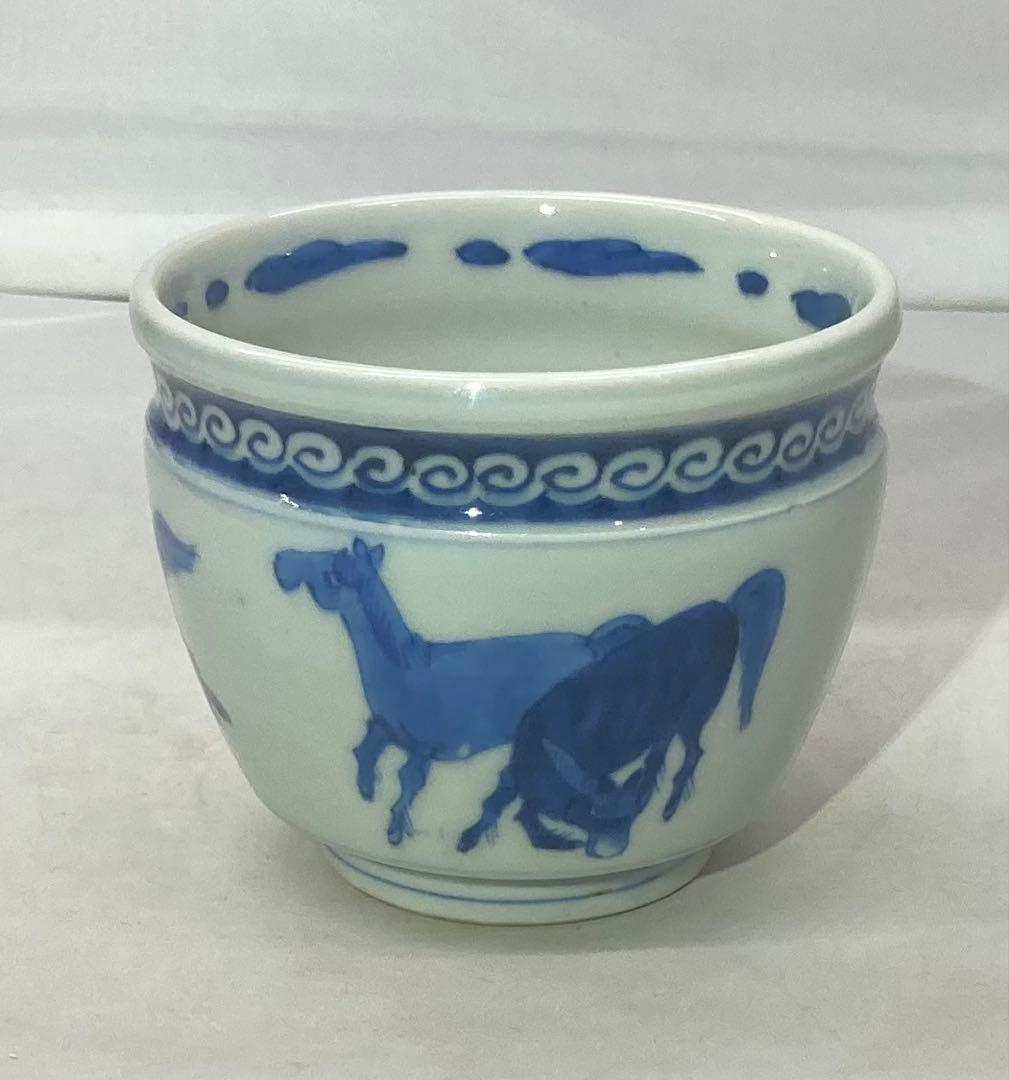 B500s「染付馬図 火入 1個」伊万里焼　江戸時代　干支　令和8年　茶道具