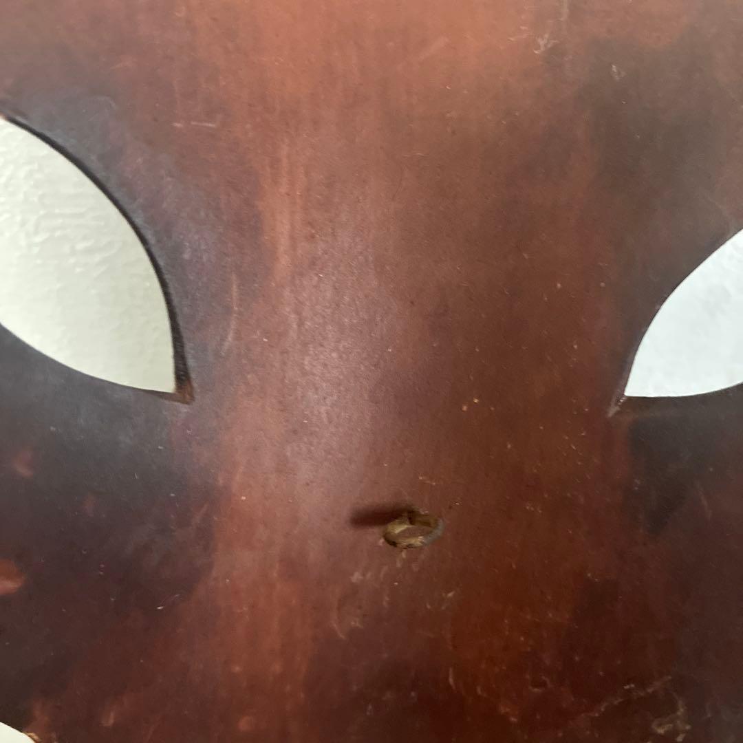 木製彫刻マスク ダークブラウン　インドネシア　お面　お土産　ヴィンテージ