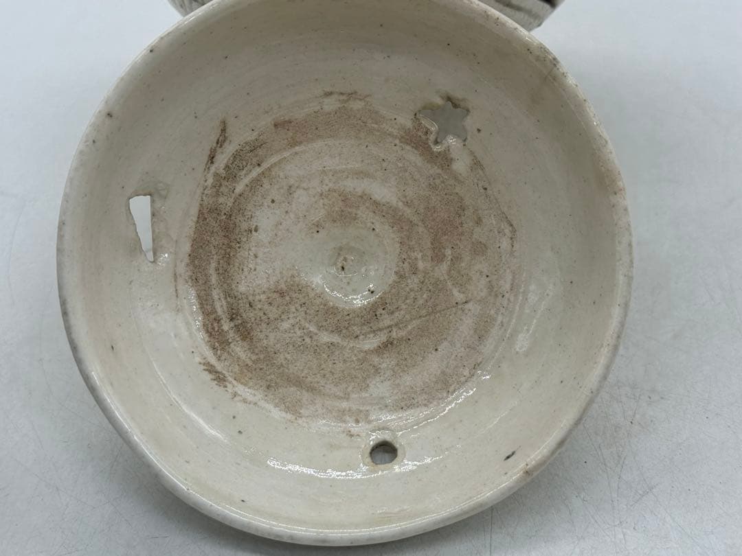 李朝　白磁　透かし彫香炉　アンティーク　送料込み251224