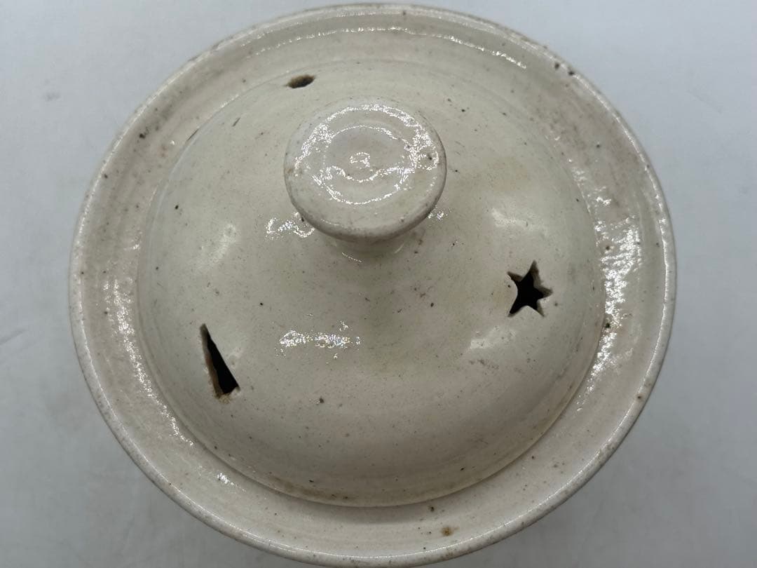 李朝　白磁　透かし彫香炉　アンティーク　送料込み251224