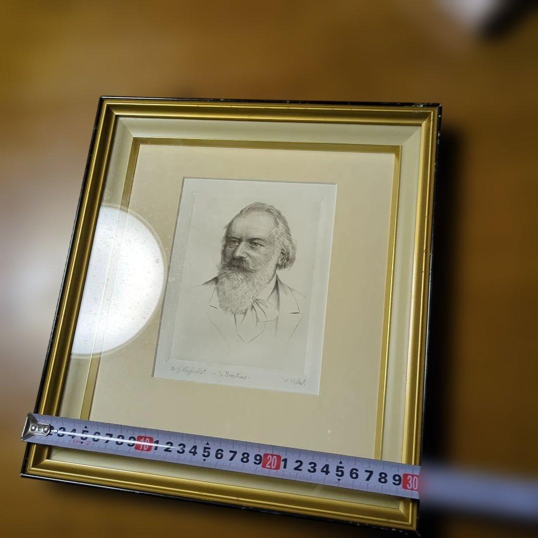 J. Brahms肖像、W. Pech署名入版画　1940年頃